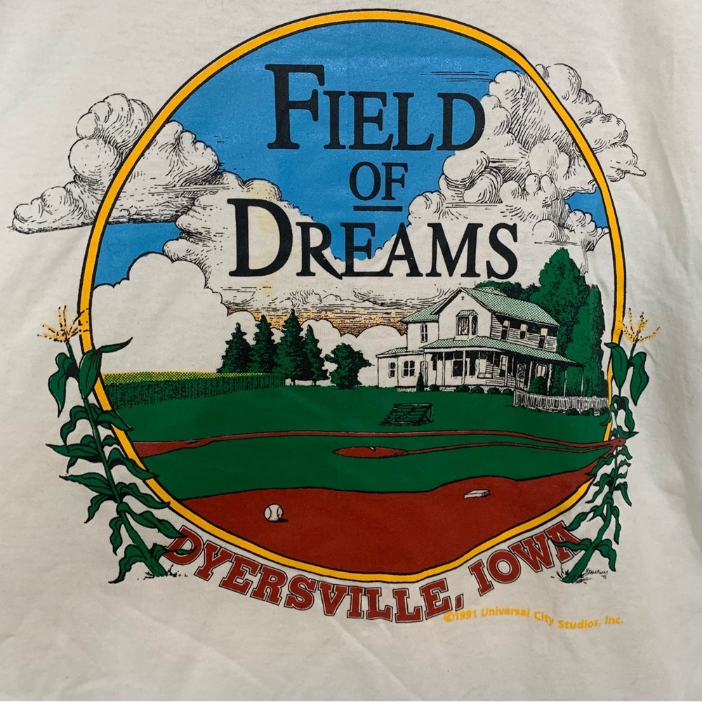 Vintage 90s Movie Promo Tee Shirt Field of Dreams Baseball Universal 1991